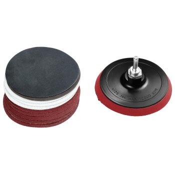 PARKSIDE® Fächerscheiben-Set / Polierscheiben / Klettschleifteller mit Schleifpapier-Set / Schleifvlies-Set / Reinigungsscheibe / (Schleifteller/ -papier 12tlg.) - B-Ware neuwertig