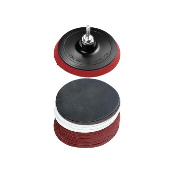 PARKSIDE® Fächerscheiben-Set / Polierscheiben / Klettschleifteller mit Schleifpapier-Set / Schleifvlies-Set / Reinigungsscheibe / (Schleifteller/ -papier 12tlg.) - B-Ware neuwertig