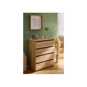 LIVARNO® Kommode 4 Schubladen Genf, Eiche Artisan - B-Ware neuwertig