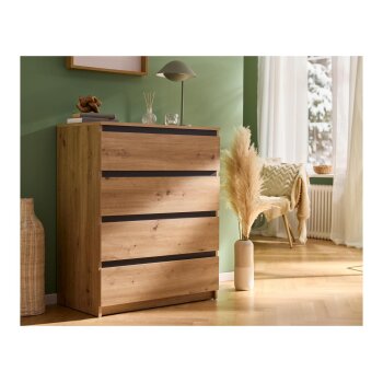 LIVARNO® Kommode 4 Schubladen Genf, Eiche Artisan - B-Ware neuwertig