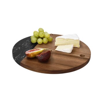 SILVERCREST® Schneidebrett Marmor / Holz, rund, dunkelbraun  - B-Ware neuwertig