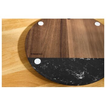 SILVERCREST® Schneidebrett Marmor / Holz, rund, dunkelbraun  - B-Ware neuwertig