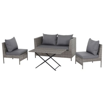 Gardamo Vigo Lounge Set, aus Geflecht Mix, 4-teilig, grau - B-Ware Transportschaden