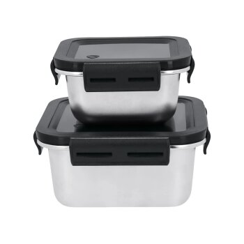 SILVERCREST® Edelstahl-Frischhaltedosen-Set (Quadratisch, Silber/Schwarz) - B-Ware neuwertig