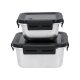 SILVERCREST® Edelstahl-Frischhaltedosen-Set (Quadratisch, Silber/Schwarz) - B-Ware neuwertig