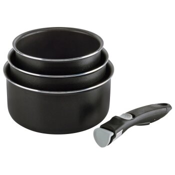 CRIVIT Aluminium-Kochgeschirr-Set 4-teilig, mit abnehmbarem Griff (Topfset) - B-Ware Transportschaden Kosmetisch