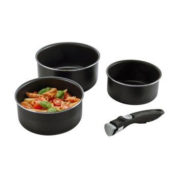 CRIVIT Aluminium-Kochgeschirr-Set 4-teilig, mit abnehmbarem Griff (Topfset) - B-Ware Transportschaden Kosmetisch