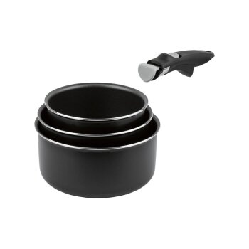 CRIVIT Aluminium-Kochgeschirr-Set 4-teilig, mit abnehmbarem Griff (Topfset) - B-Ware Transportschaden Kosmetisch
