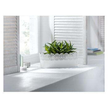 LIVARNO home Blumentöpfe Nostalgie, für innen und außen (oval groß weiß) - B-Ware Transportschaden Kosmetisch