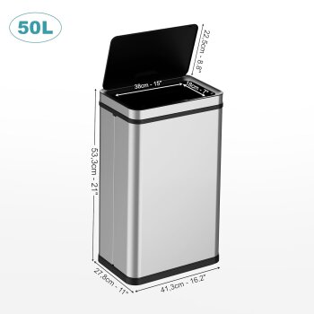 Ribelli Sensor-Mülleimer, aus Edelstahl, 50 L, silber - B-Ware neuwertig