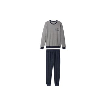 ESMARA MEN Herren Frottee-Pyjama (grau/navy, M (48/50)) -...