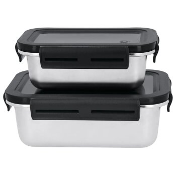 SILVERCREST® Edelstahl-Frischhaltedosen-Set (Rechteckig, Silber/Schwarz) - B-Ware sehr gut