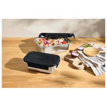 SILVERCREST® Edelstahl-Frischhaltedosen-Set (Rechteckig, Silber/Schwarz) - B-Ware sehr gut
