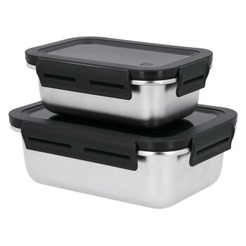 SILVERCREST® Edelstahl-Frischhaltedosen-Set (Rechteckig, Silber/Schwarz) - B-Ware sehr gut