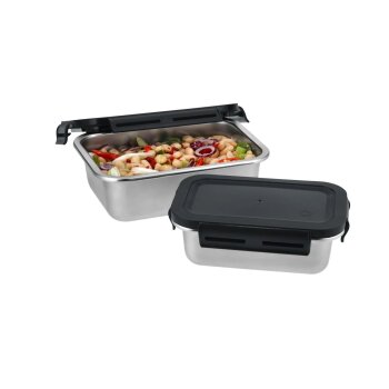 SILVERCREST® Edelstahl-Frischhaltedosen-Set (Rechteckig, Silber/Schwarz) - B-Ware sehr gut