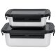SILVERCREST® Edelstahl-Frischhaltedosen-Set (Rechteckig, Silber/Schwarz) - B-Ware sehr gut