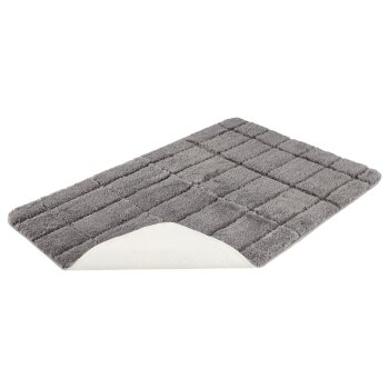LIVARNO home Kurzflor-Badematte, 60 x 90 cm, mit rutschhemmender Unterseite (Grau) - B-Ware neuwertig