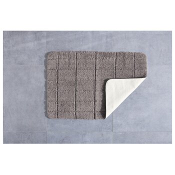 LIVARNO home Kurzflor-Badematte, 60 x 90 cm, mit rutschhemmender Unterseite (Grau) - B-Ware neuwertig