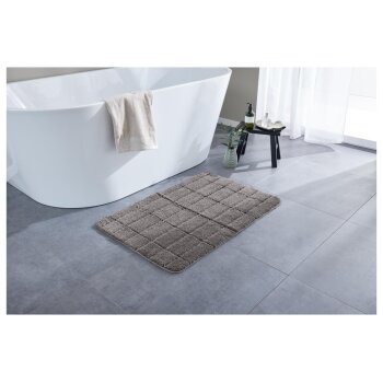 LIVARNO home Kurzflor-Badematte, 60 x 90 cm, mit rutschhemmender Unterseite (Grau) - B-Ware neuwertig