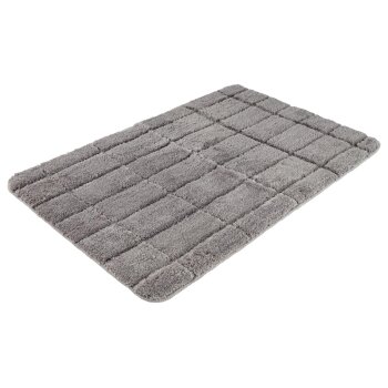 LIVARNO home Kurzflor-Badematte, 60 x 90 cm, mit rutschhemmender Unterseite (Grau) - B-Ware neuwertig