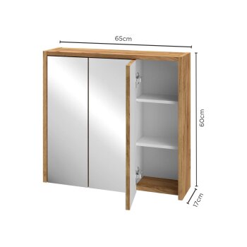 LIVARNO® Spiegelschrank Verona, mit 6 Einlegeböden, Wotan-Eiche - B-Ware Transportschaden