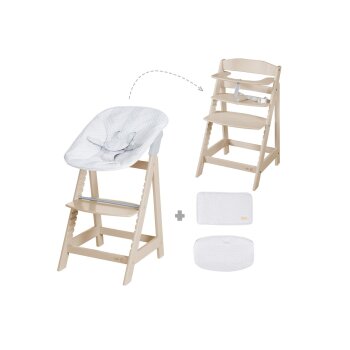 roba 2-in-1 Treppenhochstuhl Born Up Zickzack, mit SItzverkleinerer, cashmere - B-Ware Transportschaden Kosmetisch