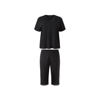 ESMARA® Damen Capri Pyjama (Schwarz, XXL(52/54)) - B-Ware neuwertig