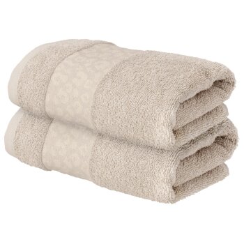 LIVARNO® Frottier-Duschtuch, 2 Stück, 50 x 100 cm (Hellbraun) - B-Ware neuwertig
