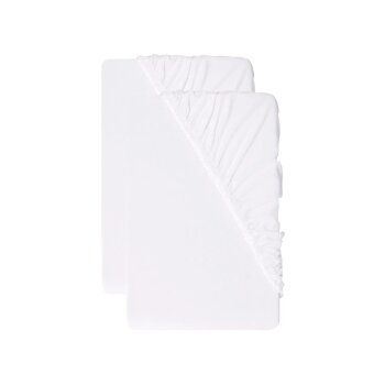 LIVARNO® Jersey-Spannbettlaken-Set, 2 Stück, 140-160 x 200 cm (Weiß) - B-Ware neuwertig