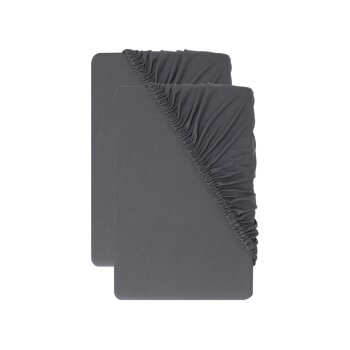 LIVARNO® Jersey-Spannbettlaken-Set, 2 Stück, 90-100 x 200 cm (Dunkelgrau) - B-Ware neuwertig