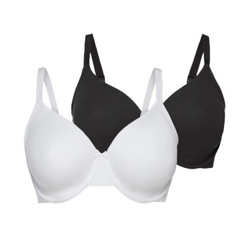 ESMARA® Damen Bügel-BHs, 2 Stück, hohen Baumwollanteil (Schwarz/weiß, 90D) - B-Ware neuwertig