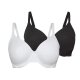 ESMARA® Damen Bügel-BHs, 2 Stück, hohen Baumwollanteil (Schwarz/weiß, 90D) - B-Ware neuwertig