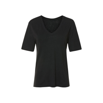 ESMARA® Damen T-Shirt mit Leinen (Schwarz, L(44/46)) - B-Ware neuwertig