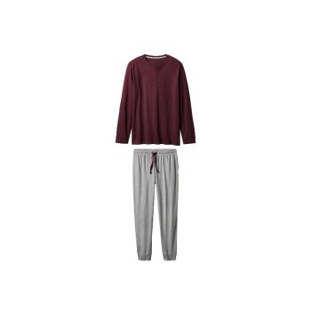 esmara® Herren-Pyjama-Set, L 52/54, rot/grau - B-Ware...