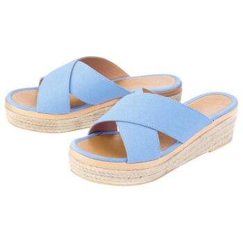 ESMARA® Damen Keilsandalen, im sommerlichen Bast-Look (Blau, 41) - B-Ware sehr gut
