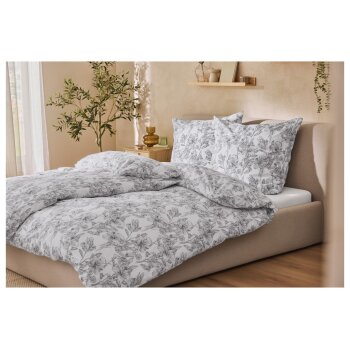 LIVARNO Renforcé Bettwäsche, 240 x 220 cm, weiß/blau - B-Ware neuwertig