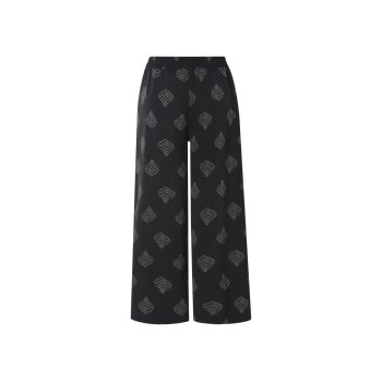 ESMARA® Damen Wide-Leg Hose, modische 7/8-Länge (Muster/schwarz, 42) - B-Ware neuwertig