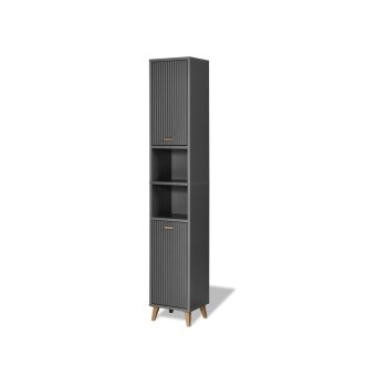 LIVARNO Home Bad-Hochschrank, in Wellenoptik, anthrazit -...