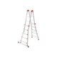 HAILO Alu-Multifunktionsleiter »M80«, höhenverstellbar (4x5 Sprossen, silber/rot) - B-Ware neuwertig