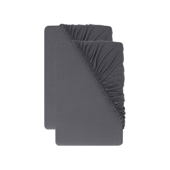 LIVARNO® Jersey-Spannbettlaken-Set, 2 Stück, 180-200 x 200 cm (Dunkelgrau) - B-Ware neuwertig