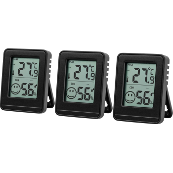 LIVARNO® Thermo-Hygrometer, 3 Stück (Schwarz) - B-Ware neuwertig