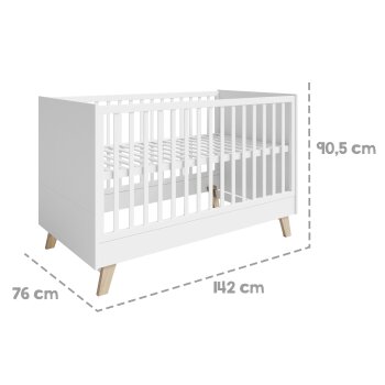 roba Kombi-Kinderbett Smile, 70 x 140 cm, Füße aus Eiche massiv / weiß - B-Ware sehr gut