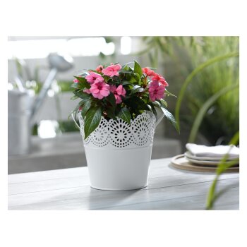 LIVARNO HOME Blumentöpfe Nostalgie, für innen und außen (rund groß weiß) - B-Ware sehr gut