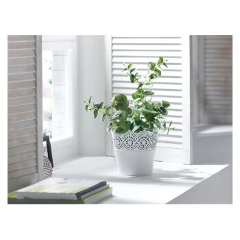 LIVARNO HOME Blumentöpfe Nostalgie, für innen und außen (rund groß weiß) - B-Ware sehr gut