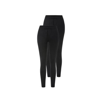 esmara® Damen Leggings, 2 Stück, mit Bio-Baumwolle (Schwarz, XS (32/34)) - B-Ware neuwertig