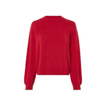 esmara® Damen Strickpullover, mit aufgesetzten Silberperlen (Rot, XS(32/34)) - B-Ware neuwertig