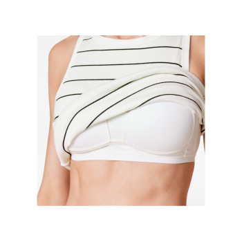 esmara® Damen Geripptes BH-Top, mit integrierten Cups (schwarz/weiß gestreift, L(44/46)) - B-Ware neuwertig