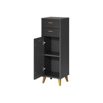 LIVARNO Home Bad-Seitenschrank, in Wellenoptik, anthrazit - B-Ware