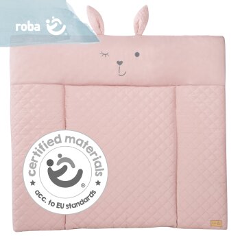 roba Wickelauflage soft roba Style rosa, 85 x 75 cm, abwischbar, mit Hasengesicht Lily  - B-Ware
