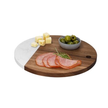 SILVERCREST® Schneidebrett Marmor / Holz, rund,...